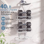 Skyapex Shower Caddy Hanging Bathroom Organizer: Over Head Adjustable Rack for Tall Showerhead - Extra Large Storage Shelf for Big Shampoo Bottles with Soap Holder (White) - Image 4