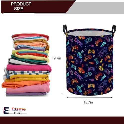 Essme Kids Laundry Basket,Game Hamper Collapsible Waterproof Storage Bin for Boys,Gift Baskets(Color Game) - Image 2