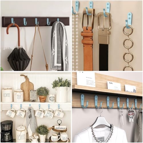 BREYDROK 20-Pack Coat Hooks for Hanging, Heavy Duty Blue Metal Wall Hooks - Image 4