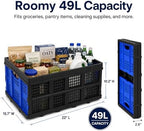 Collapsible Storage Crates 3 Pack, Stackable Foldable Storage Bins for Garage, Car Trunk, Warehouse & Home Organization, Heavy Duty Plastic Utility Crates, 49L, Blue - Image 4