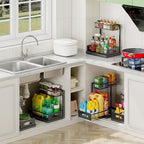 Under Sink Organizer, 2-Pack L-Shaped Metal Pull-Out Drawers for Kitchen - Image 6