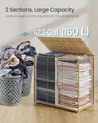 SONGMICS Laundry Hamper with Lid, 43.2Gal (160 L) Synthetic Rattan,Foldable - Image 5