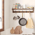 AMBIRD 28.9 Inch Length Shelf with Hooks Entryway Coat Rack Wall Mount Wood Coat Hooks with Shelf Wall-Mounted Coat Hook Rack with 5 Dual Hooks for Bathroom, Living Room, Bedroom (Brown) - Image 5