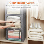 Lifewit 3 Pack Clothes Storage Bins with Metal Frame, Stackable Storage Box - Image 5