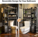Besiost Over The Toilet Storage, 7 Tier Bathroom Organizer with Reversible Side Shelf and 2 Fabric Drawers, Adjustable Freestanding Rack Space Saver for Small Spaces, Black - Image 5