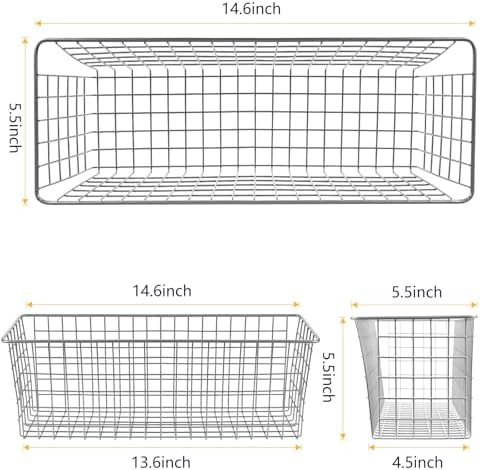 Kinlink 2 Sets Grey Extra Large Hanging Wall Basket with Steel Hooks - Image 2