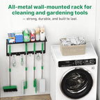 CCCEI Broom and Mop Wall Mount with Shelf, Laundry Room Cleaning Tools Organization Hanging Rack with Hooks, Bathroom, Garage, Garden Organizers and Storage. All Metal, Black, 2 Pack. - Image 2