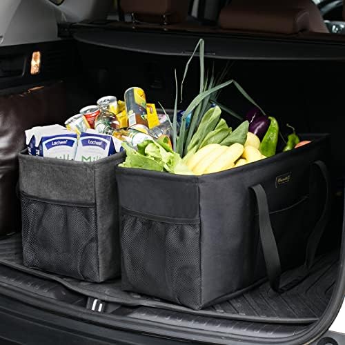 GhvyenntteS Extra Large Utility Tote Bag, Stand Up Utility Tote with Metal Wire Frame & Hard Bottom Board, Reusable Grocery Bags With Handles, Extra Large Beach Bag, Collapsible Car Tote - Image 2