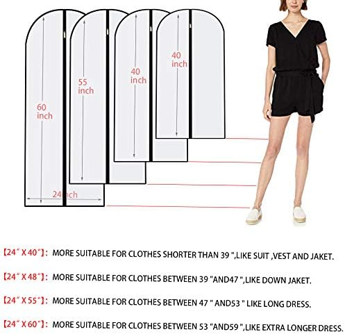 Garment Bags for Hanging Clothes Travel (Set of 12) Suit Bags for Closet Storage Closet Cover for Open Closet Clothes Storage Bag with Zipper for Suits, Jackets, Shirts (Black, 24'' x 40'') - Image 2