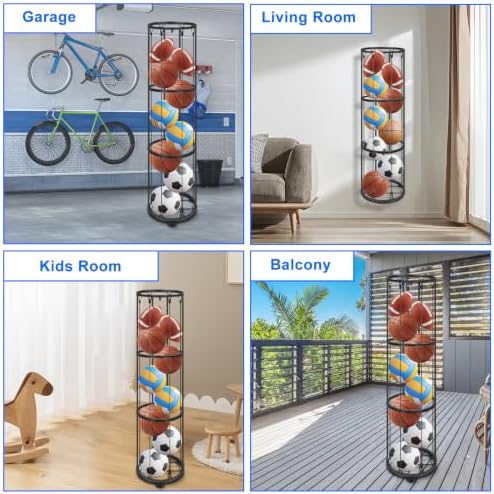 3 Layer Ball Storage Rack Vertical Wall Mount, Garage Basketball Holder - Image 7
