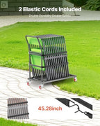 VEVOR Folding Chair Rack, 300 LBS Capacity, L-Shape Vertical Placement Chair Cart for 25 Chairs, Heavy-Duty Metal Chair Storage Dolly with Rubber Wheels, Multi-Function Chair Holder, Matte Black - Image 6