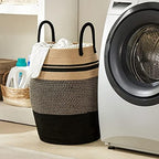 Extra Large Laundry Hamper Basket 105L Woven Blanket Basket, Brown & Black - Image 6