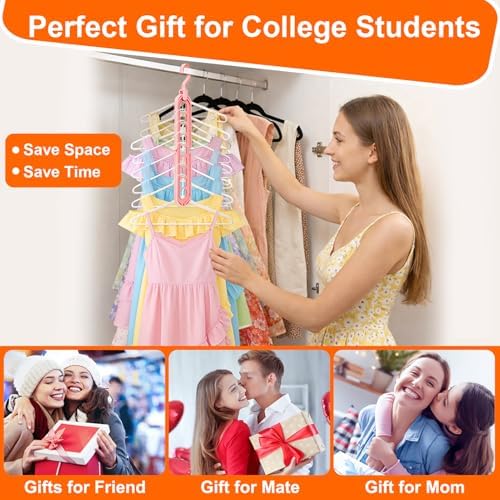 HEYHOUSE Closet Organizers and Storage,College Dorm Room Essentials Hangers | 4 Pack Multifunctional Organization and Storage Home Essentials Magic Space Saving Hangers with 9 Holes for Wardrobe Closet - Image 3