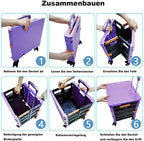 Foldable Utility Cart Folding Portable Rolling Crate Handcart Shopping Trolley Wheel Box with Lid Wear-Resistant Noiseless 360°Rotate Wheel for Travel Shopping Moving Storage Office Use (Purple) - Image 2