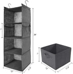 MAX Houser 4-Shelf Hanging Closet Organizer, Space Saver, Cloth Hanging Shelves with 2 Side Pockets, Foldable (Grey) | Foldable Fabric Hanging Shelves for Closet, Cloth Hanging Shelves with 2 sturdy hanging hooks, Small Space Saver - Image 2
