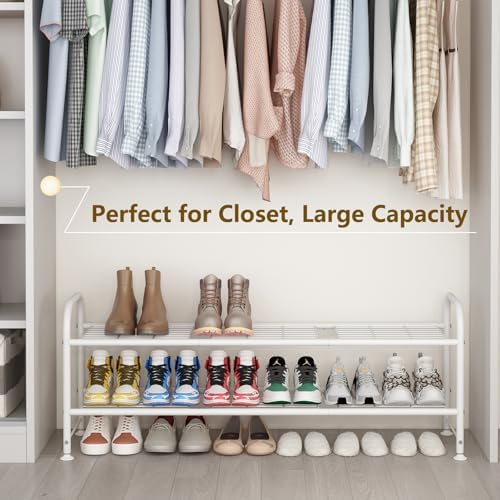 LINZINAR 2 Tier Long Shoe Rack for Closet Metal Shoe Organizer for Entryway - Image 2