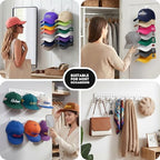 2 Pack Hat Organizer for Baseball Caps, Detachable DIY Hat Rack for Wall Hat Holder Hold up to 22 Hats, Baseball Cap Organizer Cap Holder Hat Hangers for Wall Closet Door Bedroom (C-White) - Image 5