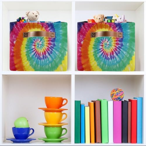 Tie-Dye Rectangular Storage Basket Organizer Bin Shelf Baskets For Clothes Gifts For Home Office Dorm - Image 7
