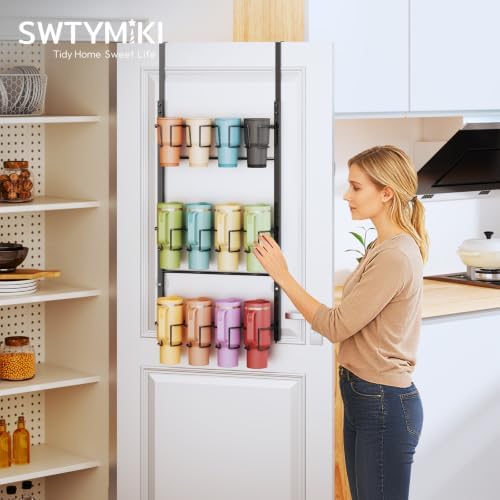 SWTYMIKI 3-Tier Water Bottle Organizer – Over the Door Stanley Cup Holder, Cup Organizer for Door or Wall Mount Option, Stanley Accessories for Pantry, Dorm, Office, RV Use, Black - Image 3