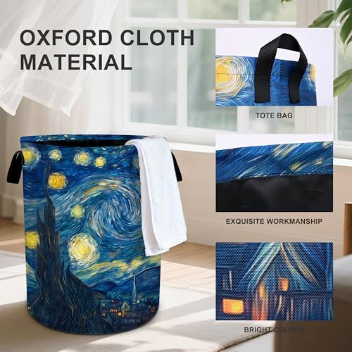 Starry Night Sky Laundry Basket Storage Bin Foldable Laundry Hamper Clothes Storage Bucket Organizer 19.6x15.7 Inch For Laundry Room/Bedroom/Bathroom - Image 3