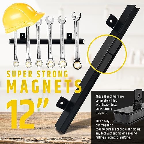12" Heavy-Duty Magnetic Tool Holders (4 Pack - 48" Total) - Extremely Powerful Magnetic Pull Force to Hold Heavy Tools (Upgraded Version) - Professional Tool Bars/Strips Organizer - Image 3