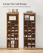 VASAGLE Tall Shoe Storage Cabinet, 10‑Tier, Holds Up to 30 Pairs of Shoes | Vertical Wood Rack, 24.8 x 13.2 x 75.6 inch, for Entryway, Honey Brown, Helan Collection ULBS273T41 - Image 5