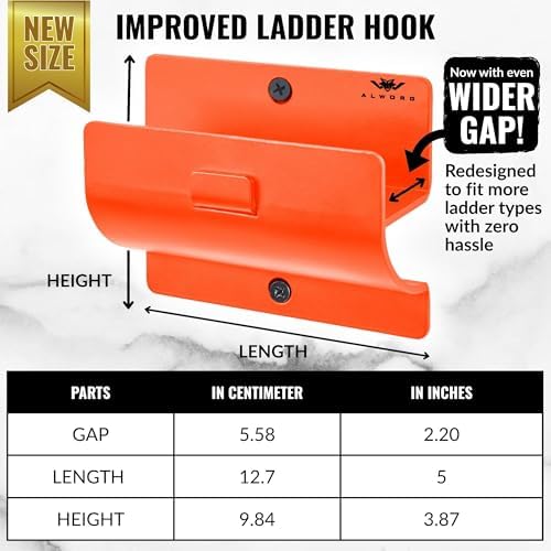 Ladder Hangers for Garage Wall Set of 2 - Orange Hooks for Shed & Garden - Image 3