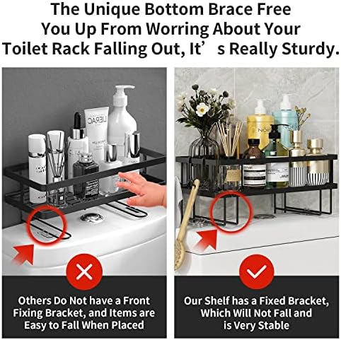 Godboat 1-Tier Over Toilet Storage - Wall-Mount Bathroom Shelf with 2 Hook - Image 5