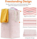 Lifewit 2 Pack Laundry Basket 80L Each, Collapsible Clothes Hamper with Reinforced Handles, Freestanding Waterproof Design for Bedroom and Laundry Room, Pink&Blue 160L Total - Image 2