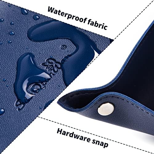 Leather Jewelry Valet Tray for Women and Man, Portable Entryway Table Tray Bedside Nightstand Desk Tray Small Catchall Travel Dish Plate for Key,Wallet,Watch,Coin (8x8, Blue-B) - Image 3