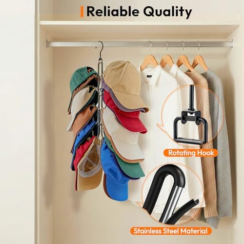 Hat Organizer for Closet, Baseball Caps Rack with 10 Hooks - Image 3