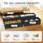 75L 2 Pack Adjustable Under Bed Storage with Wheels - Image 3