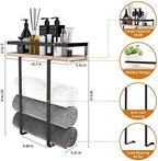 Xstydes Towel Racks for Bathroom Wall Mounted, Metal Towel Holder with Wooden Shelf for Folding Large Towels, Towel Storage for Small Bathroom Organizer Decor or RV Camping - Image 2