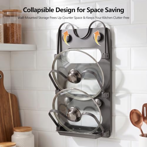 Pot Lid Organizer 3 Tier Foldable Lid Holder for Cabinet Door - Image 4