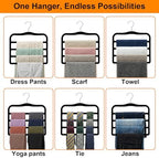 4 Tier Velvet Pant Hangers, 2 Pack Non Slip Multi Layer Closet Organizers | Space Saving Black Storage Hangers For Jeans, Leggings, Scarves,Skirts, Ideal For Dorm Rooms, Apartments, RVs Or Small Closet - Image 5
