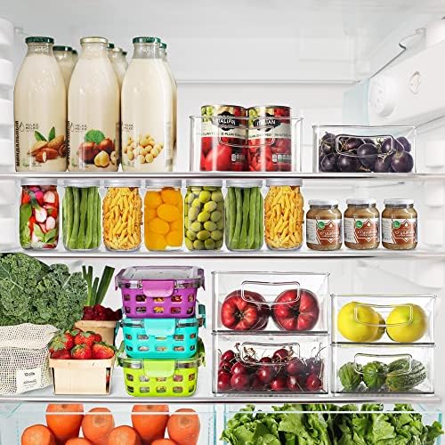 Heyuzb Set of 8 Clear Fridge Organizer Bins, Stackable Refrigerator Organizers and Storage for Fridge, Freezer, Pantry, BPA Free - Image 4
