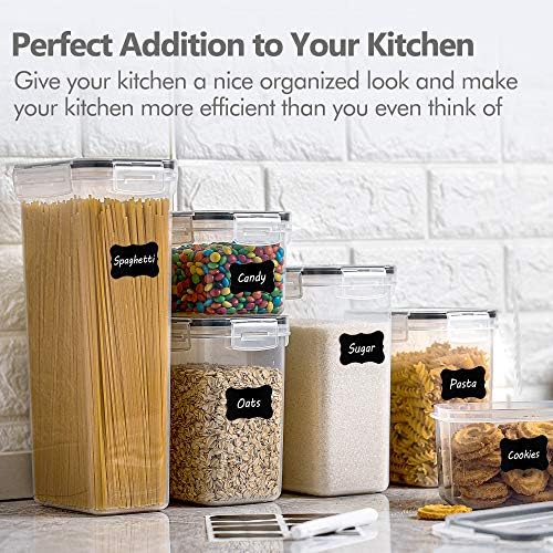 CHEFSTORY Airtight Food Storage Containers with Lids, 8 PCS Plastic Storage Canisters for Kitchen & Pantry Organization,Dry Food Canisters for Flour, Sugar and Cereal (Pack of 2) - Image 5