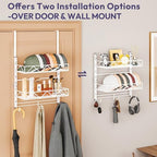 SWTYMIKI Over Door Hat Organizer - 3 Tier Wall Mounted Hat Rack with 2 Adjustable Metal Basket and 3 Hooks, Hanging Baseball Cap Organizer Storage Holds up to 29 Caps for Door, Bedroom, Closet - Image 5
