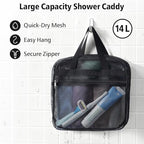 Mesh Shower Caddy Portable with Zipper - 2-Handle Shower Bag for Dorm - Image 3