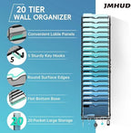 20-Tier Wall File Organizer and Mail Organizer with 5 Hooks, Black - Image 2