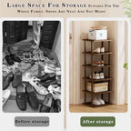 Vertical Shoe Rack - Tall Narrow Shoe Rack Organizer for Small Spaces,7 Tier Bamboo Shoen Shelf for Entryway,Closet,Corner,Doorway,Skinny Shoe Shelf Space Saving Shoe Storage,Free Stackable DIY… - Image 4