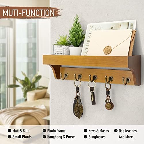 Rebee Vision Key Holder Wall Mount with Shelf for Room Decor, Yellow - Image 2