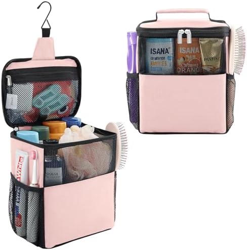 Lifewit Mesh Shower Caddy Bag Portable for College Dorm Room Essentials, Hanging Organizer Basket, Quick Dry Tote Bag for Camping, Bathroom, Beach, Travel, Medium, Pink by Lifewit