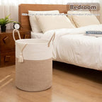 OIAHOMY 100L Nursery Hamper Laundry Basket Laundry Hamper Brown/White - Image 5