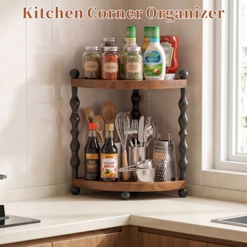 Retro 2-Tier Corner Bathroom Counter Organizer, Vanity Sink Shelf - Image 5