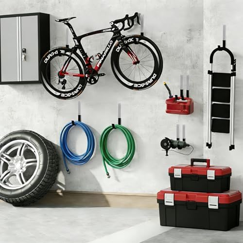 GeeWatom Heavy Duty Steel Garage Hooks,Garage Storage Utility Hooks,Anti-Slip Garage Hooks,Garage Garden Tool Organizer,Steel Wall Mount Hooks, Garden Hose Hanger, Black J Hooks (Large-6PC) - Image 7