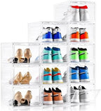Clemate Upgraded X-Large Shoe Organizer,Shoe Storage Organizer,12 Pack,Shoe Box Clear Plastic Stackable,Drop Front Shoe Box with Clear Door, Shoe Containers For Sneaker Display,Fit up to US Size12 by Clemate
