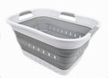 SAMMART 30L (8 gallon) Collapsible 3 Handled Plastic Laundry Basket - Foldable Pop Up Storage Container/Organizer - Space Saving Hamper/Basket (White/Grey) by SAMMART