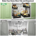 ARSTPEOE Under Sink Organizer - 2 Packs Multi-Purpose Pull-Out Storage Organizers, Slide out Pull out Cabinet Organizer Shelf, Storage for Kitchen Bathroom - Image 5
