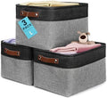 OrganiHaus 15x11in Canvas Storage Baskets 3 Pack - Fabric Bins for Shelves by OrganiHaus